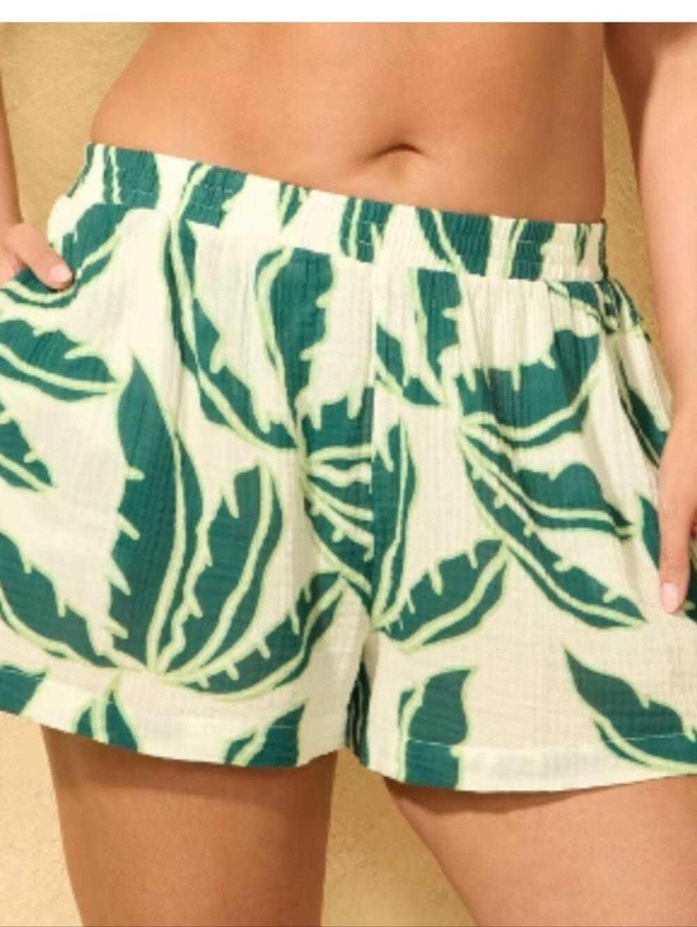 Shade & Shore Green Palm Leaf Cover-Up Shorts